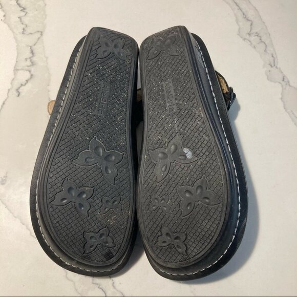 ALEGRIA Sz 36 PG Lite Slide Clog Slingback Black Teal/Gray Floral Cutout Sandals - Picture 10 of 12